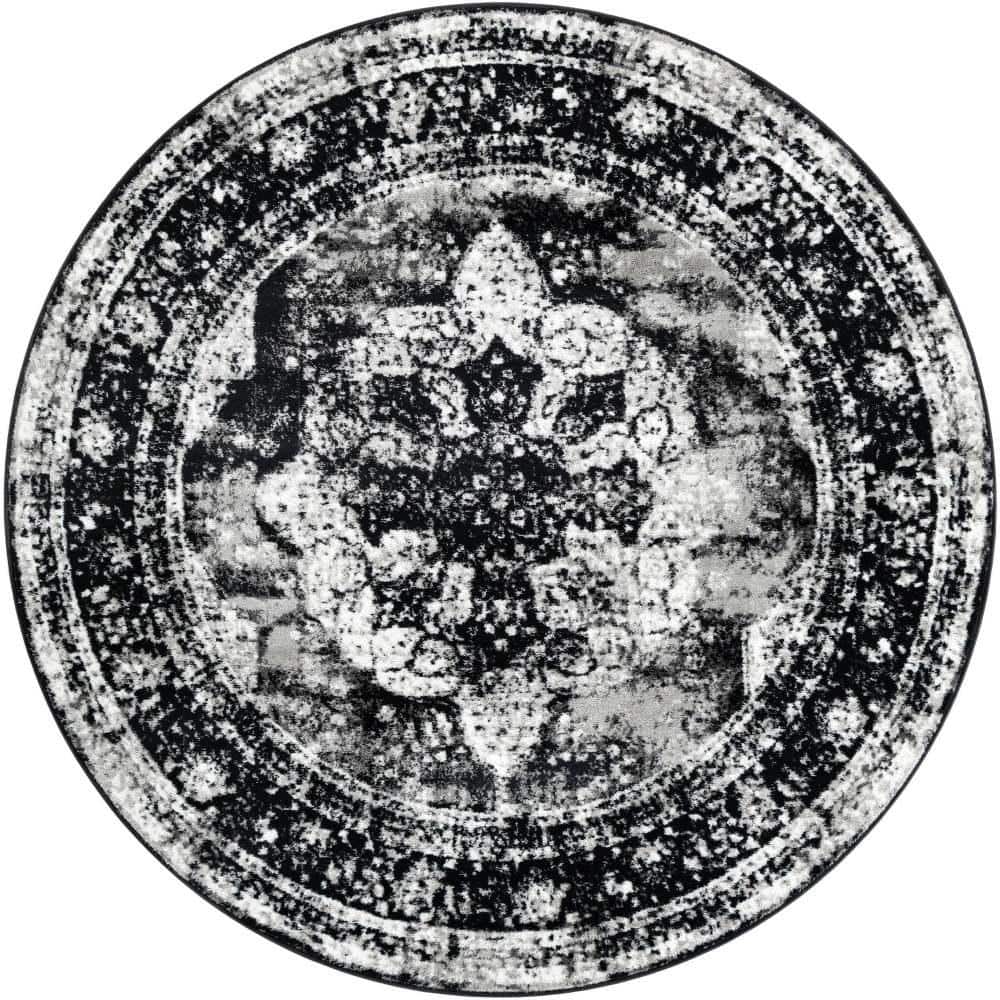 Sofia Salle Garnier Black 6 ft. 1 in. x 6 ft. 1 in. Area Rug price history on PriceWatchPro