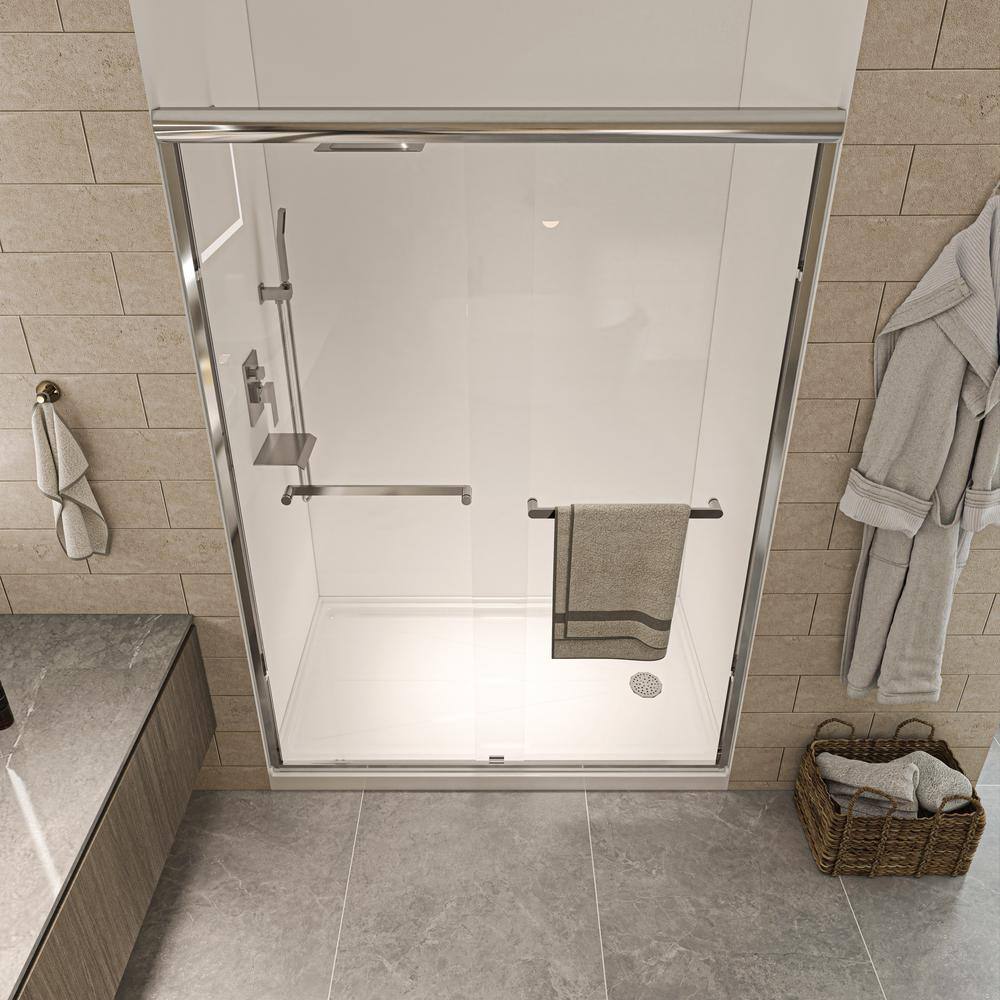 60'' Chrome Framed Sliding Shower Door with Clear Glass