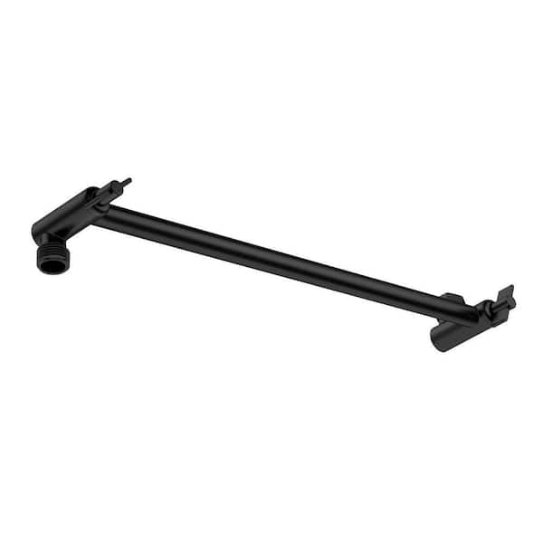15 in. Straight Adjustable Rain Shower Arm in Black