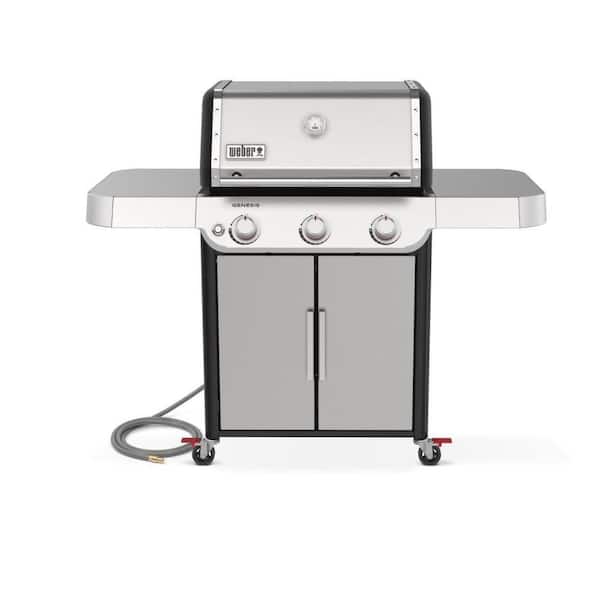 Genesis S-315 3-Burner Natural Gas Grill in Stainless Steel with Side Tables