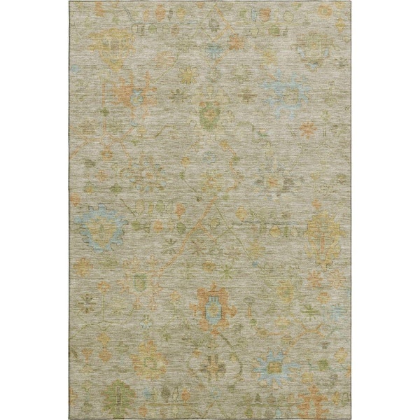 Mayfield Premium Machine Washable Abstract AMF1930 Khaki 10 ft. x 14 ft. Area Rug