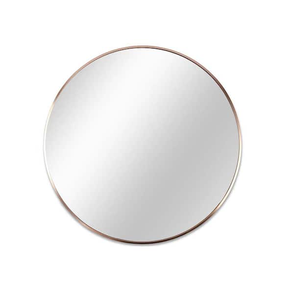 Unbranded 32 in. W x 32 in. H Round Metal Framed Wall Bathroom Vanity Mirror in Gold