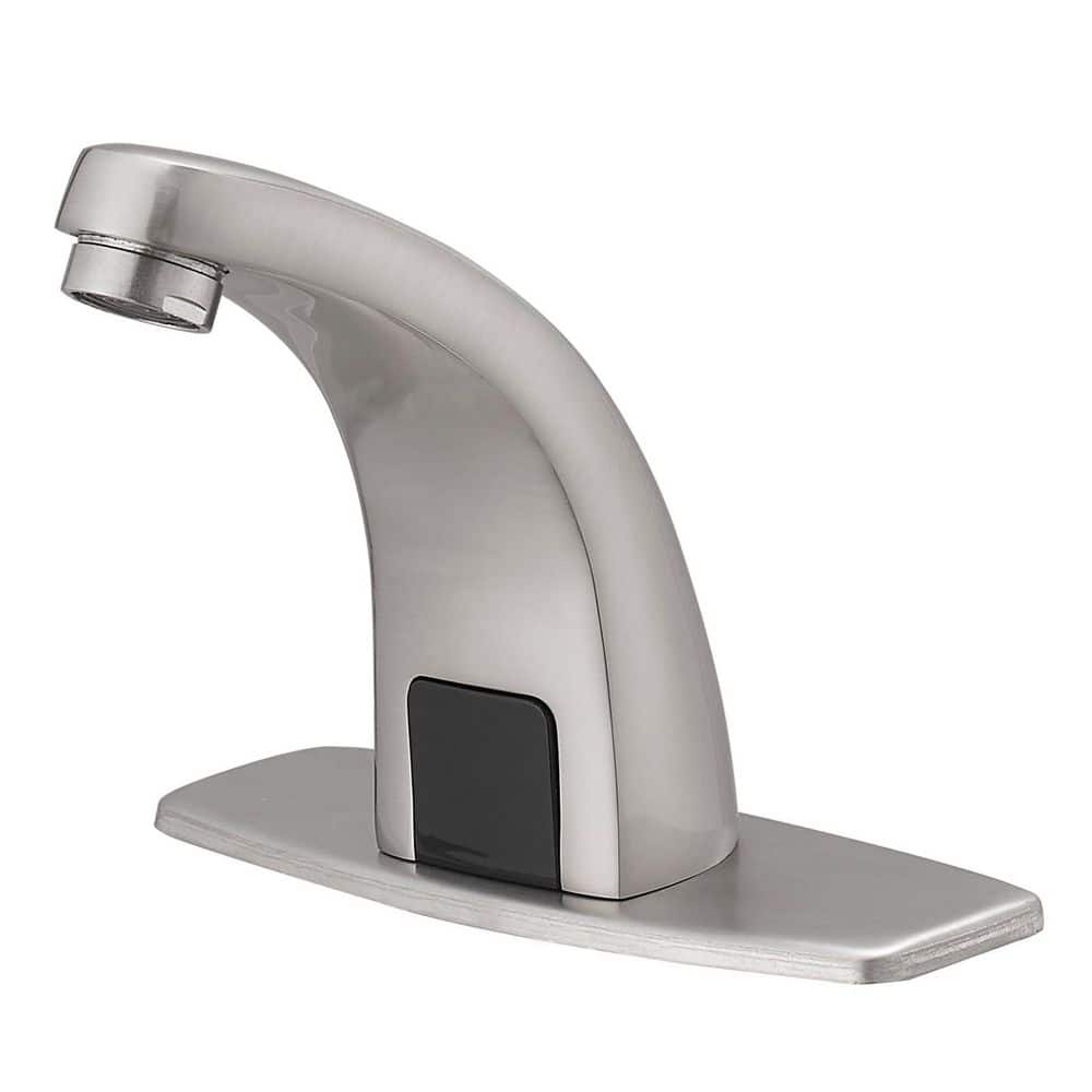 Automatic Sensor Touchless Single Hole Bathroom Sink Faucet with Deck Plate in Brushed Nickel price history on PriceWatchPro