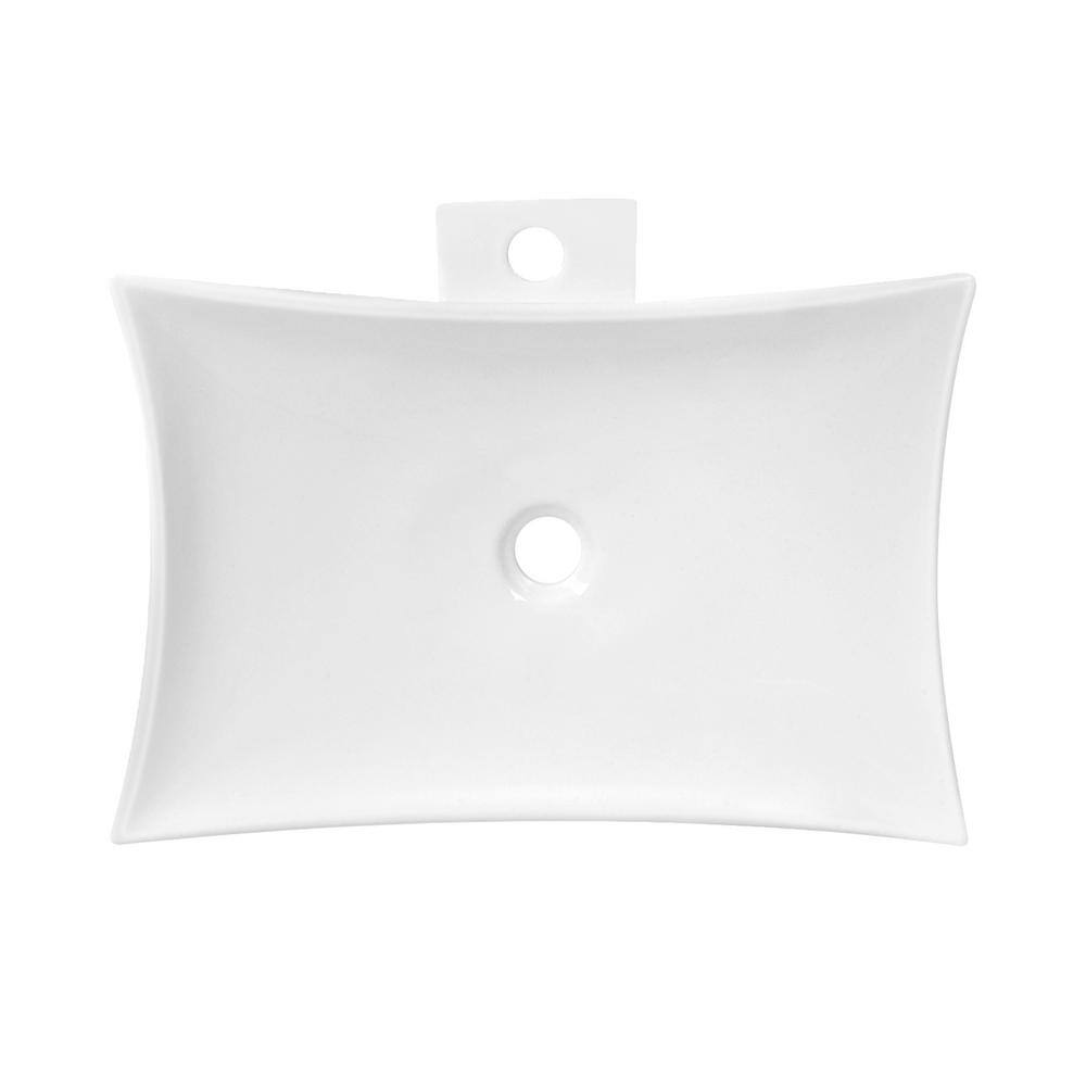 Prism White Ceramic Rectangular Above-Counter Vessel Sink