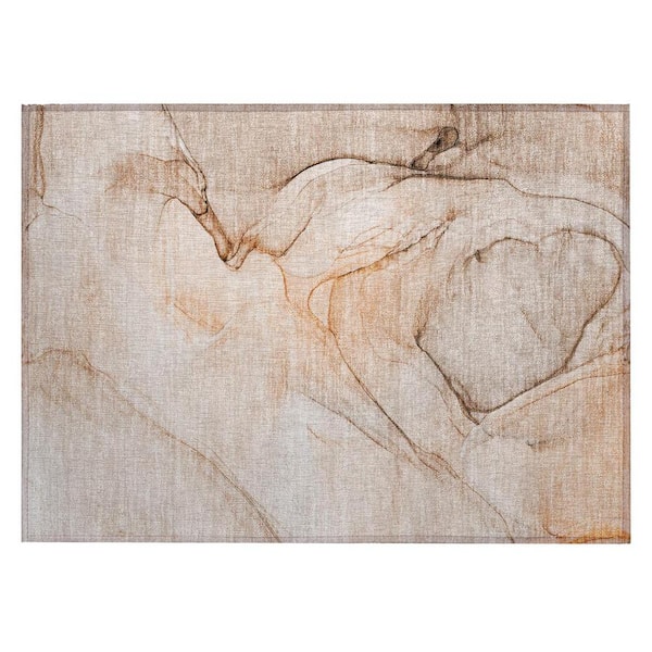 Gray and Orange 2 ft. x 3 ft. Abstract Indoor/Outdoor Area Rug