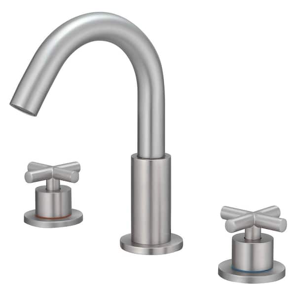 Lukvuzo Double Handle 3-Hole 4 in. Centerset Widespread Bathroom Faucet Vanity Tap with Pop-Up Drain in Brushed Nickel