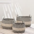 Hannah Stackable Oval Resin Storage and Decorative Basket Set