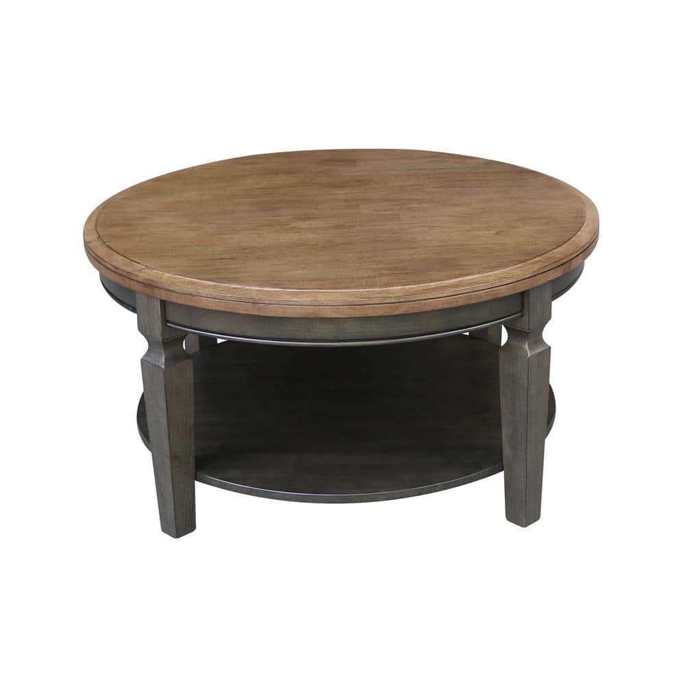 Vista Round Hickory and Washed Coal Wood Coffee Table