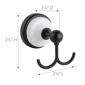 Savannah Knob Double Robe/Towel Hook in Matte Black and White