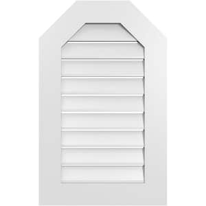 20 in. x 32 in. Octagonal Top Surface Mount PVC Gable Vent: Functional with Standard Frame