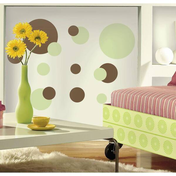RoomMates 5 in. x 11.5 in. Just Dots Green/Brown Peel and Stick Wall Decal