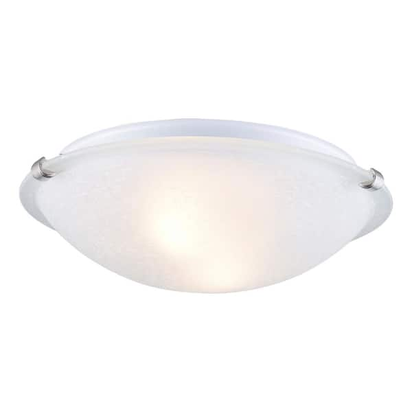 Bel Air Lighting Constellation 12 in. 2-Light Brushed Nickel Flush Mount Ceiling Light Fixture with Frosted Linen Texture Glass Shade