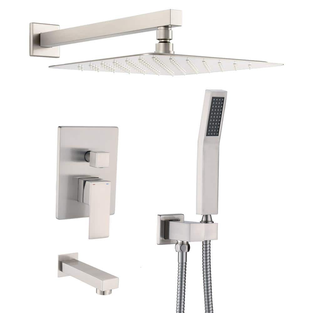 2-Handle 3-Spray Wall Mount Tub and Shower Faucet with Handheld Shower Head in Brushed Nickel (Valve Included) price history on PriceWatchPro