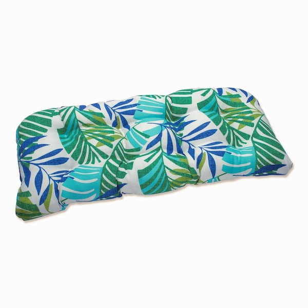 Pillow Perfect Tropical Rectangular Outdoor Bench Cushion in Blue