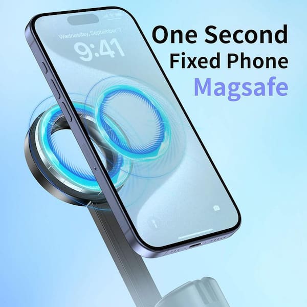 Trépied Magnétique Portable Avec Mousqueton - Support Smartphone Rotatif 360° - Léger, Pliable, Pour Selfie Et Vidéo - 4