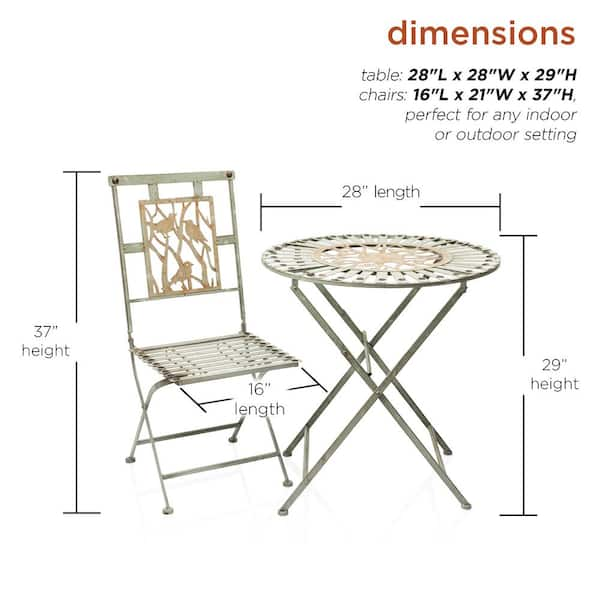 Alpine Corporation Indoor/Outdoor Bird Design 3-Piece Iron Bistro