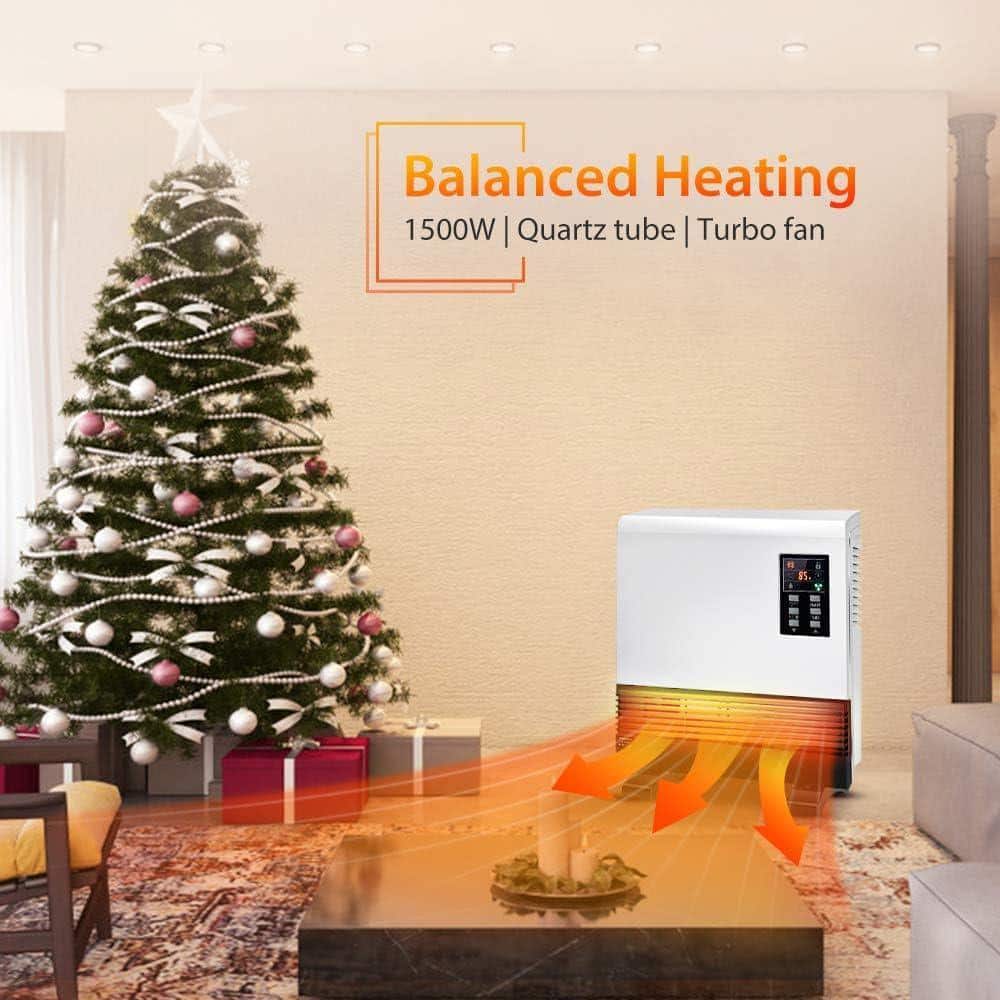 White 1500W Infrared Convection Portable Heater with Remote