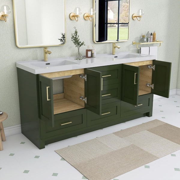 Zeafive 72 in. W x 21.5 in. D x 33.5 in. H Solid Wood Double Sink