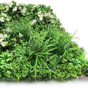 40 in. x 40 in. Large Artificial Bougainvillea Grass Mixed Leaf Greenery Wall Panel Hedge Mat Backdrop Privacy Screen