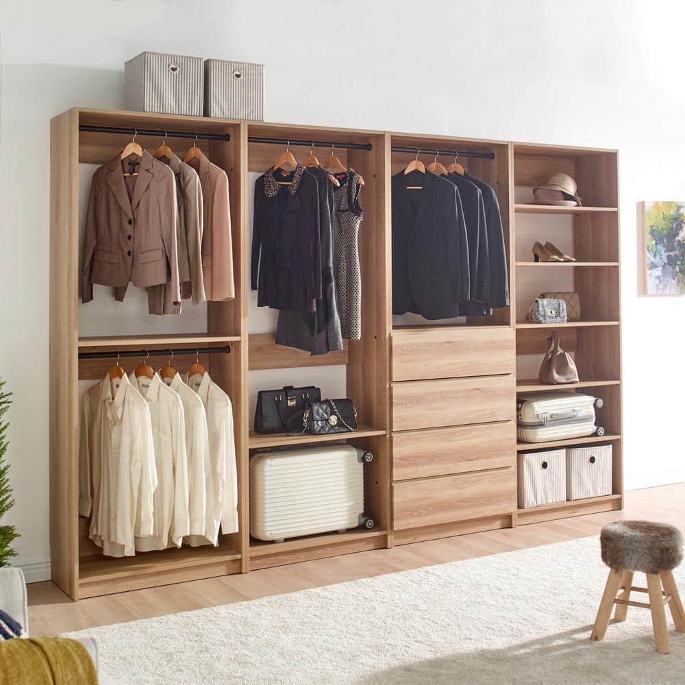 Prosper Oak Freestanding Modular Walk-In Closet System with Drawers