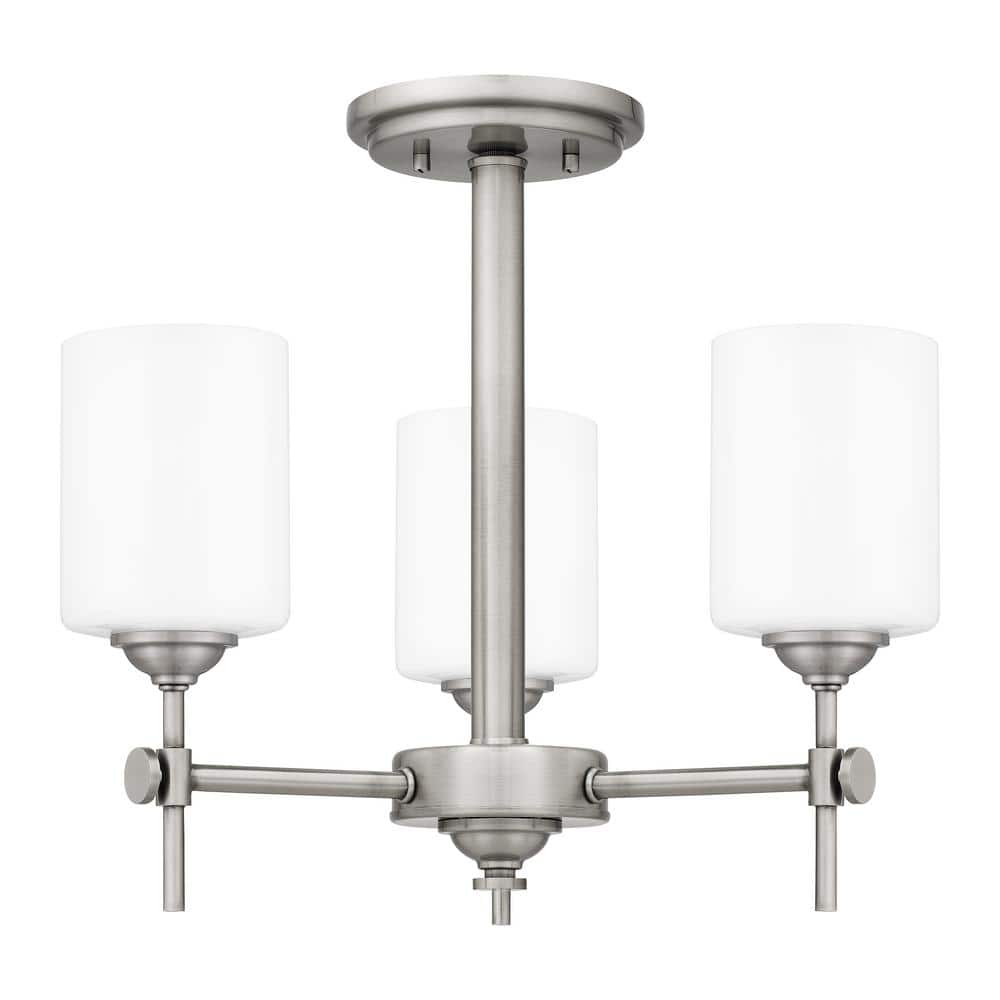 Aria Opal Glass & Polished Nickel 3-Light Semi-Flush Mount