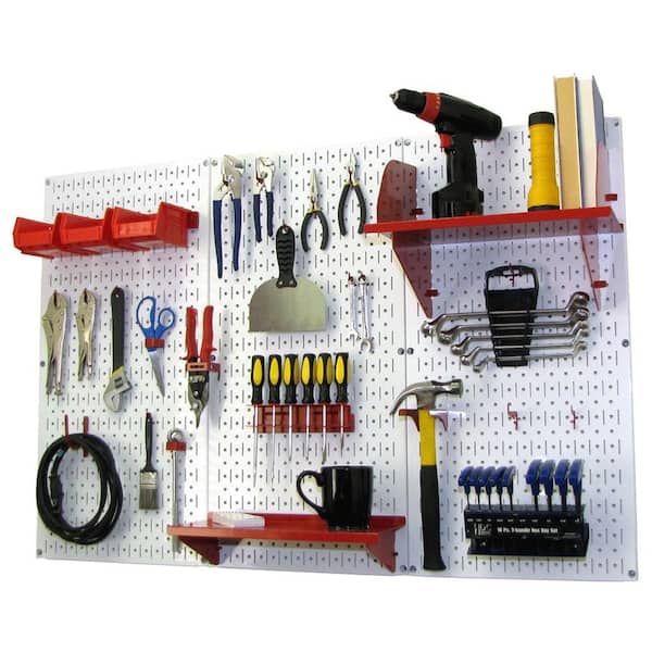 Tool Storage Kit With White Pegboard, Garage Pegboard Hooks Home Depot