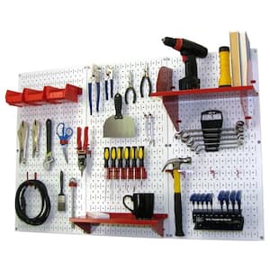 32 in. x 48 in. Metal Pegboard Standard Tool Storage Kit with White Pegboard and Red Peg Accessories