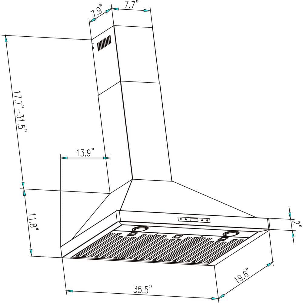 36" Stainless Steel Wall Mount Range Hood with Touch Controls