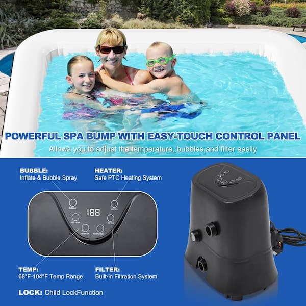 NAIZEA Hot Tub - 73 X 73 X 25 Inflatable Hot Tub, 4-6 Person