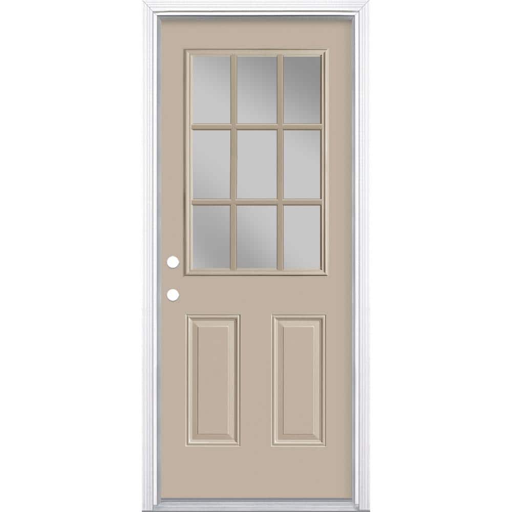 32 in. x 80 in. 9-Lite Right-Hand Inswing Canyon View Painted Steel Prehung Front Exterior Door with Brickmold price history on PriceWatchPro