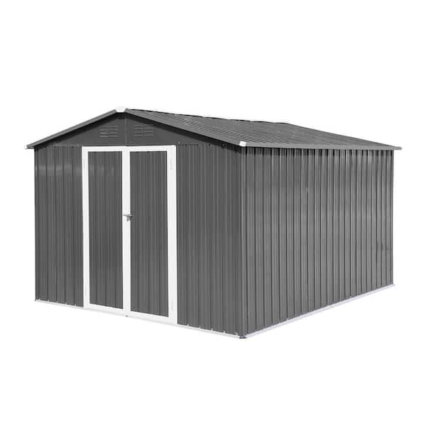 10 ft. W x 12 ft. D Metal Shed with Double Door (120 sq. ft. )