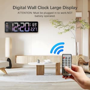16" LED Digital Wall Clock, Large Display Digital Countdown Clock with Remote Control, Auto-Adjustable Brightness, Black