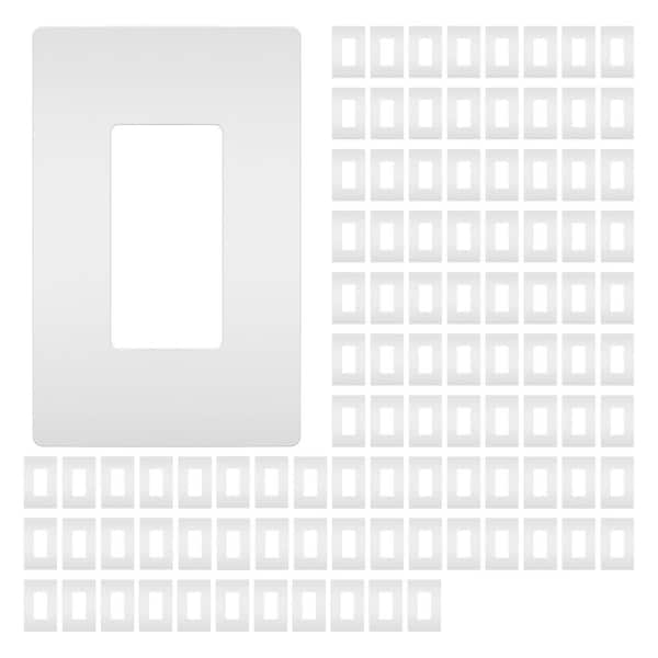 Radiant 1-Gang 1-Decorator/Rocker Polycarbonate Screwless Wall Plate, White (100-Pack)
