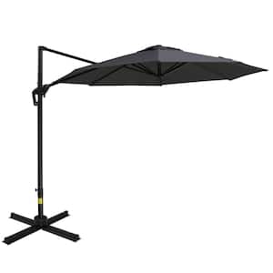 10 ft. Aluminium Cantilever Tilt Patio Umbrella in Gray with Cross Base for Backyard, Poolside, Garden