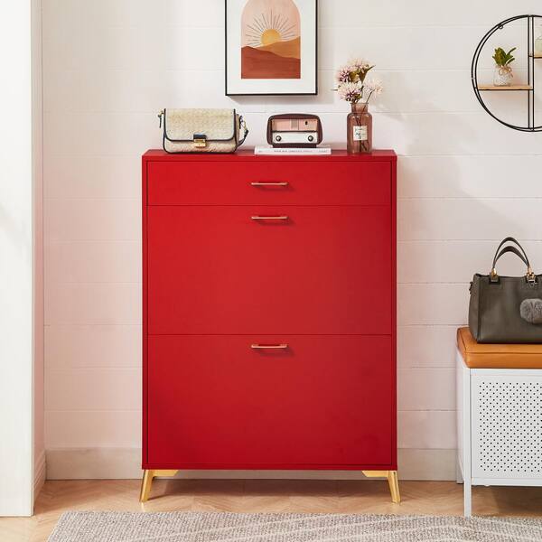 31.5 in. W x 9.4 in. D x 42.9 in. H Red Wood Linen Cabinet Shoe