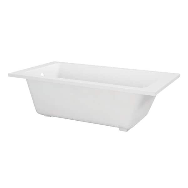 Aqua Eden 60 in. x 31.9 in. Acrylic Rectangular Drop-In Soaking Bathtub with Reversible Drain in Glossy White