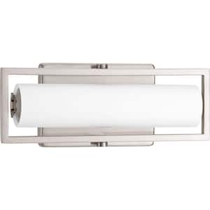 Frame Collection 12" Brushed Nickel Etched White Glass Modern Bath Vanity Light