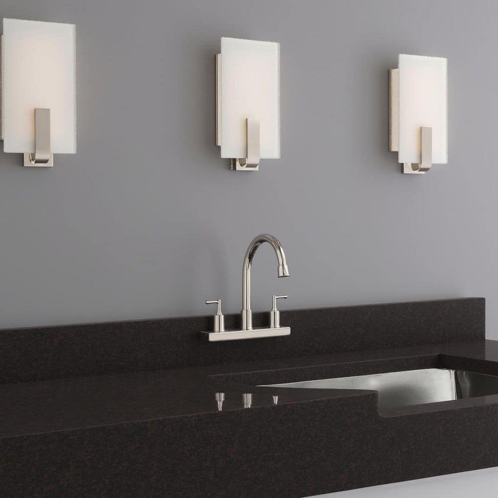 Polished Nickel LED Wall Sconce with Clear/White Glass Shade