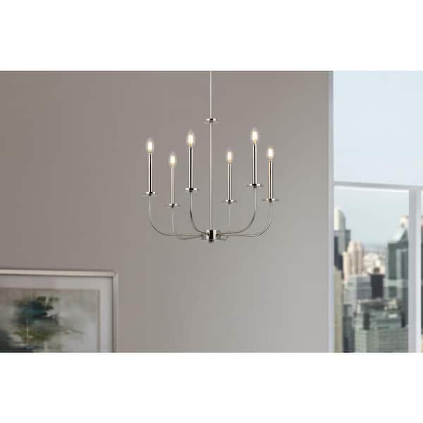 Hampton Bay Tilden 6-Light Brushed Nickel Chandelier