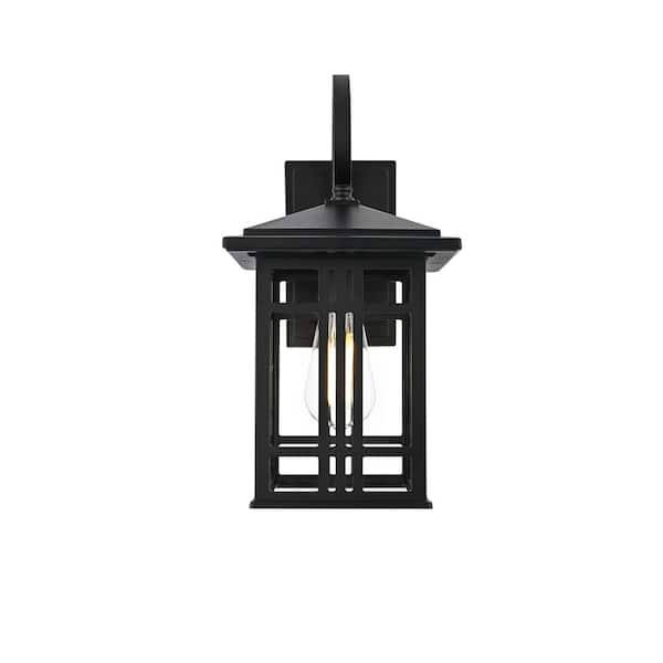 15 in. Black Outdoor Hardwired Wall Sconce with No Bulbs Included