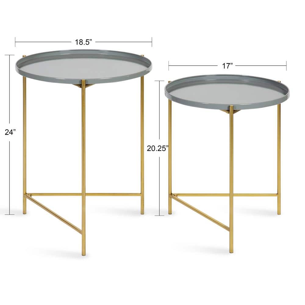 Ulani Gray and Gold Iron Nesting Side Table Set of 2