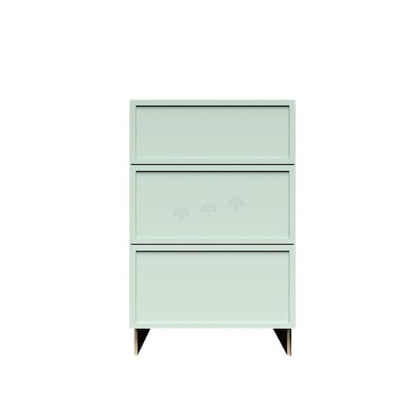 LIFEART CABINETRY Slim Shaker Assembled 24 in. W x 34.5 in. H x 24 in. D 3-Drawer Kitchen Cabinet in Green