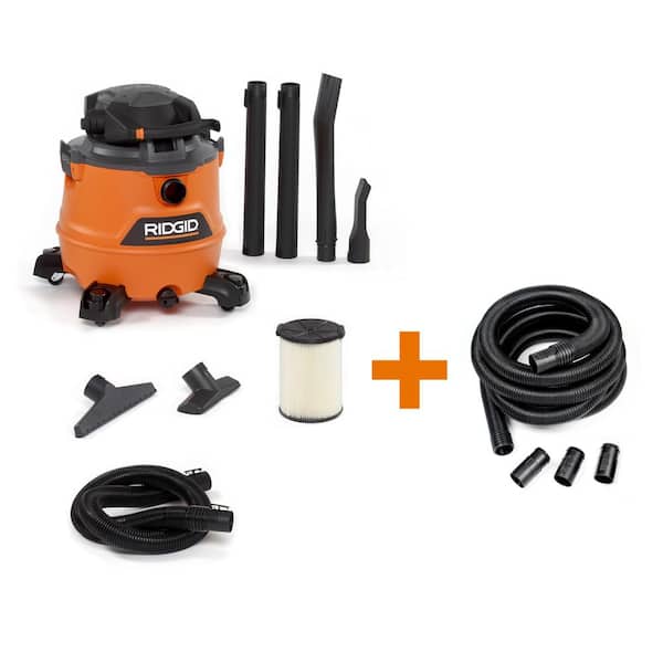 RIDGID 16 Gallon 6.5 Peak HP NXT Wet/Dry Shop Vacuum with Detachable Blower, Filter, 7 ft Hose, 20 ft Hose and Accessories