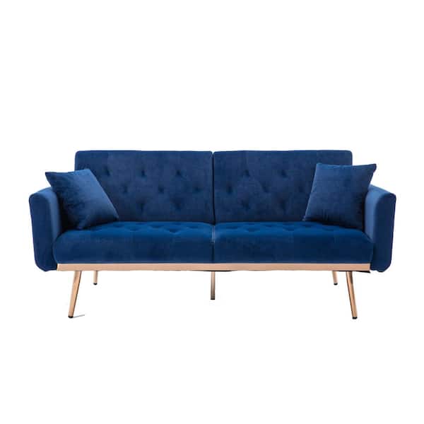 Unbranded 64 in. Navy Velvet 2-Seat Loveseat with Adjustment Function