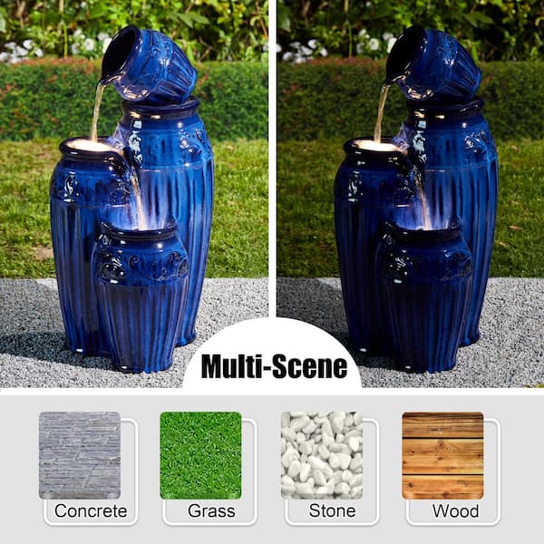 Glitzhome 27.25 in. H 4 Tier Cobalt Blue Embossed Pattern Glitzhome 27.25 in. H 4 Tier Cobalt Blue Embossed Pattern