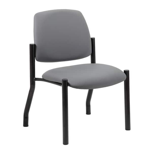 BOSS Office Products BOSS Antimicrobial Vinyl Upholstered Guest Chair in Gray Armless