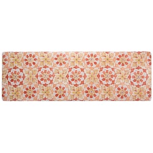 Cozy Living Turkish Tile Spice Floral Red 17.5 in. x 55 in. Anti Fatigue Kitchen Mat