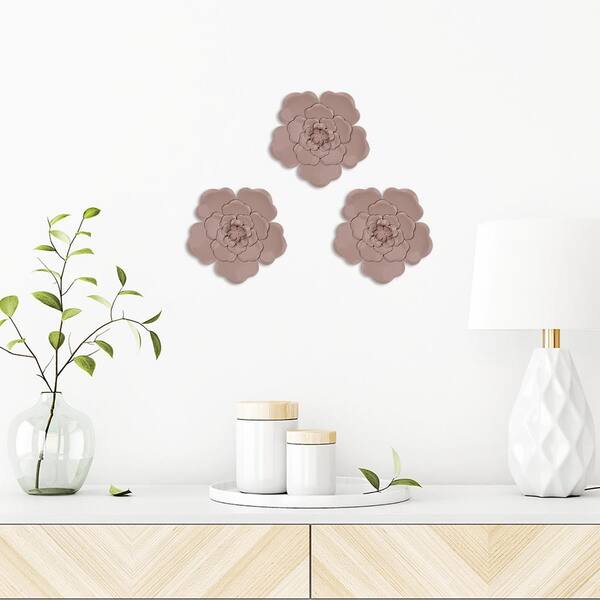 Stratton Home Decor Metal Pink Flowers Wall Set Of 3 S36873 - Stratton Home Decor Rustic 3 Piece Flower Set
