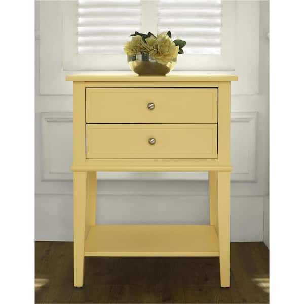 Altra Furniture Franklin Accent Table with 2 Drawers in Yellow