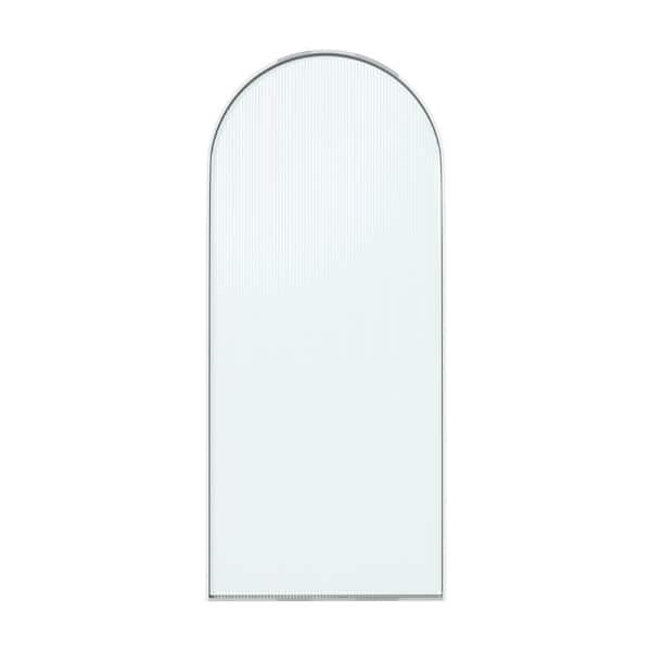 Boyel Living 34 in. W x 78 in. H Framed Fixed Shower Door Arched Shower Door in Chrome with 3/8 in. (10mm) Fluted Glass